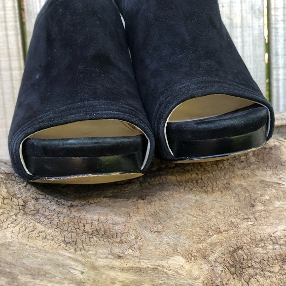 Calvin Klein Black Kid Suede Shanon Open Toe Heels - Picture 7 of 12
